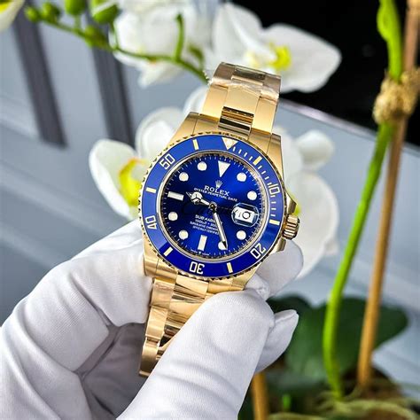 rolex watch blue and gold|Rolex blue and gold submariner.